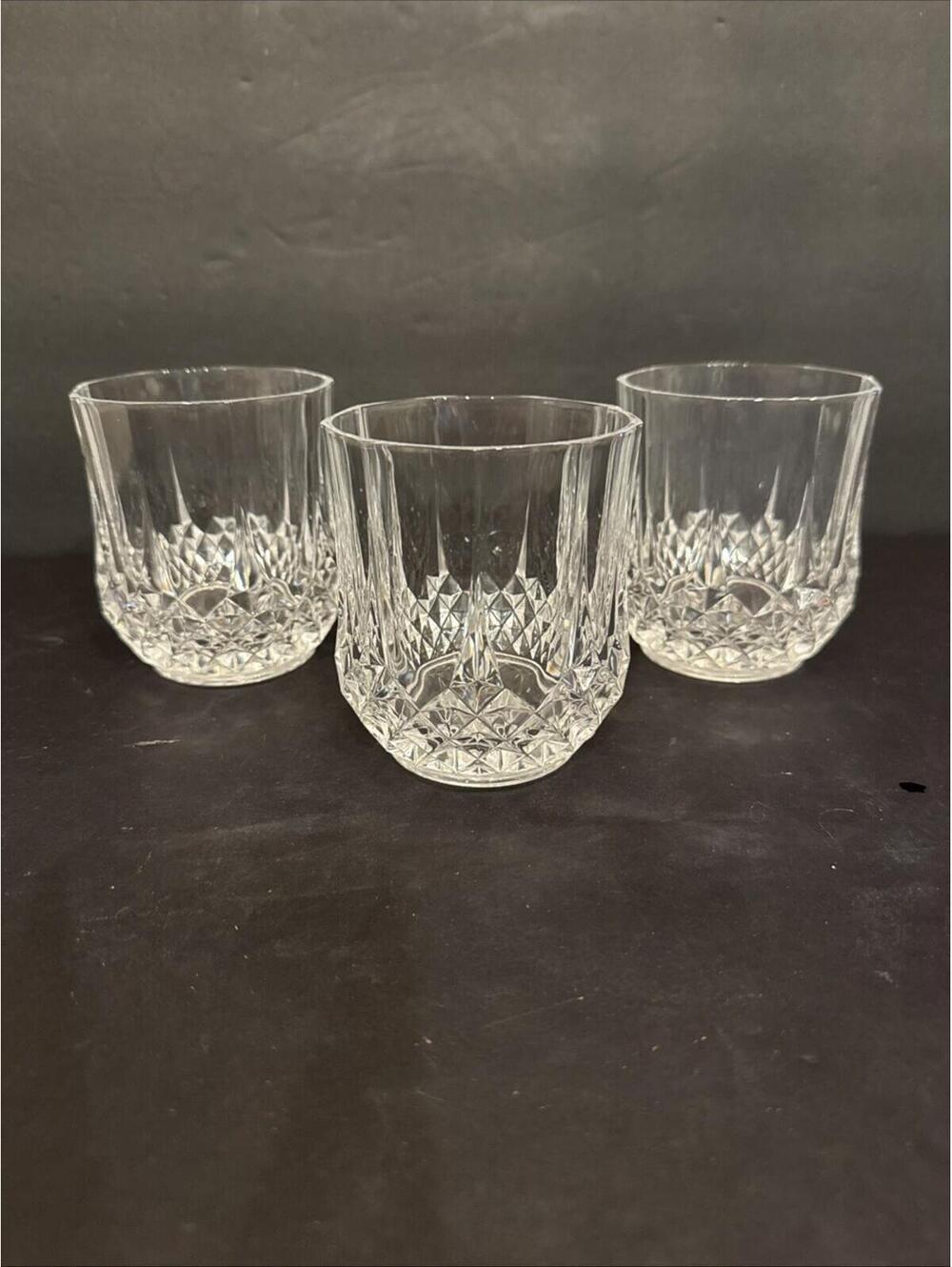Set Of 3 Cristal d'Arques Durand Longchamp Double Old Fashioned Glasses 3.75”